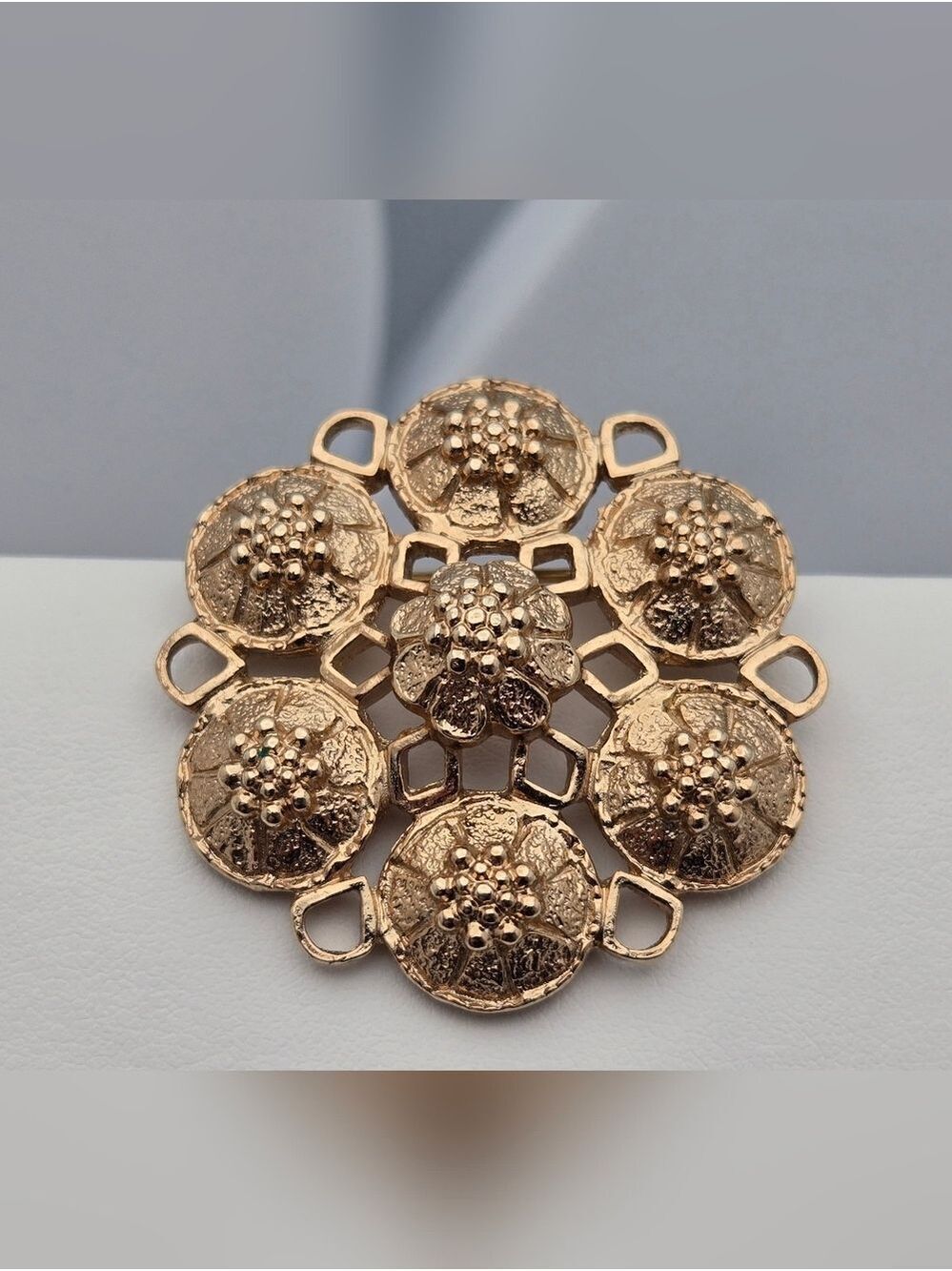 Vintage “Fashion-Rite” Brooch Gold Tone Textured 1972 Sarah Coventry